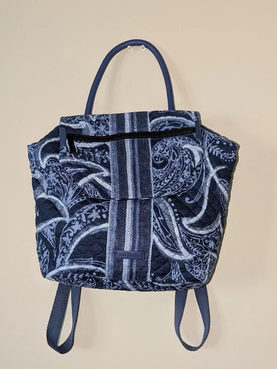 Vera Bradley Indigo Quilted Convertible Backpack Tote - Picture 3 of 12